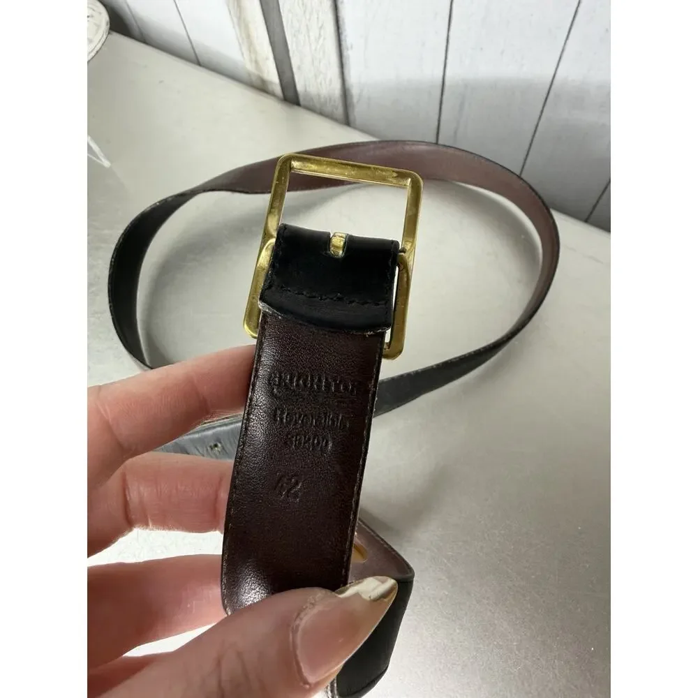 Vintage Brighton Women's Reversible Leather Belt Brown/Black Gold Buckle Sz 42